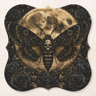 Dessous-de-verre En Papier Mariage Papillon de Nuit Gothique - Romance Sombre