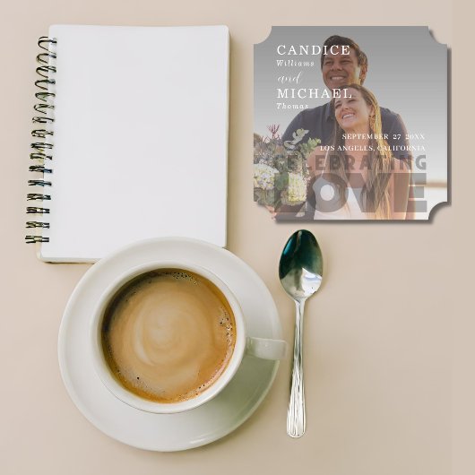 Dessous-de-verre En Papier Mariage photo noir et blanc moderne