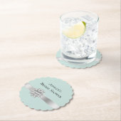 Dessous-de-verre En Papier Mariage Réception Ruban Argenté Mint (En situation)