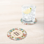 Dessous-de-verre En Papier Mariage rétro hippie groovy fleurs  (En situation)