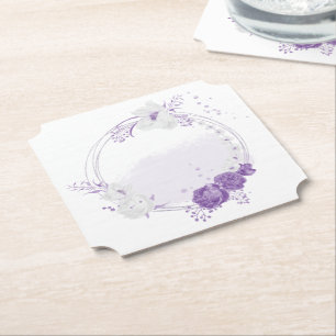 Dessous-de-verre En Papier mariage romantique blanc et violet