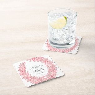 Dessous-de-verre En Papier Mariage romantique en toile rose