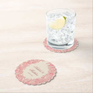 Dessous-de-verre En Papier Mariage romantique en toile rose