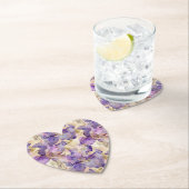 Dessous-de-verre En Papier Mariage Romantique Fleur d'Iris Violet Or (En situation)
