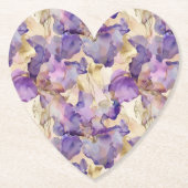 Dessous-de-verre En Papier Mariage Romantique Fleur d'Iris Violet Or (Devant)