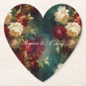 Dessous-de-verre En Papier Mariage Romantique Fleurs Rouges et Blanches Showe (Devant)