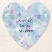 Dessous-de-verre En Papier Mariage Romantique Fleurs Violettes Blanches Jolie (Devant)