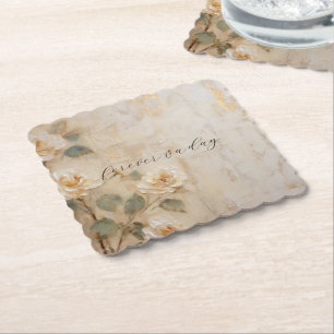 Dessous-de-verre En Papier Mariage Rose Cream Peach