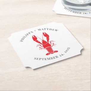 Dessous-de-verre En Papier Mariage sur la plage avec ébullition de homard, un
