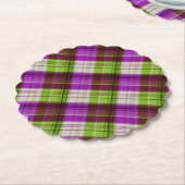Dessous-de-verre En Papier Mariage Tartan vert violet (Incliné)
