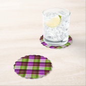 Dessous-de-verre En Papier Mariage Tartan vert violet (En situation)
