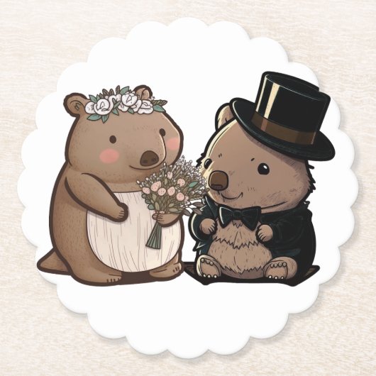 Dessous-de-verre En Papier Mariage Wombat (Devant)