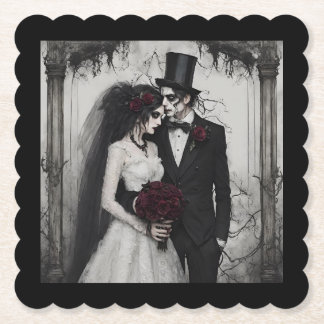 Dessous-de-verre En Papier Mariée et fille gothique