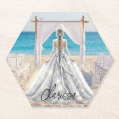 Dessous-de-verre En Papier Mariée Mariage Jour Plage Mariage Fancy Gown (Devant)