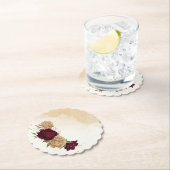 Dessous-de-verre En Papier Maroon vert beige or botanique mariage (En situation)