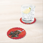 Dessous-de-verre En Papier Mastodon festif en rouge (En situation)