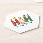 Dessous-de-verre En Papier Matching Christmas Santa Hat Ho Ho Ho Giraffe Anim (Incliné)