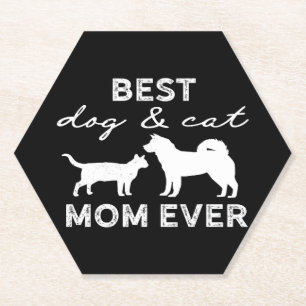 Dessous-de-verre En Papier Meilleur Chien Et Chat Maman Cadeau Cute Crazy Cha