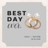 Dessous-de-verre En Papier Meilleur Jour De Mariage Gris Réception (Devant)