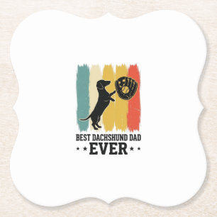 Dessous-de-verre En Papier Meilleur Papa Dachshund Vintage Baseball T-Shirt p
