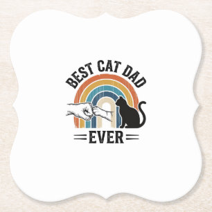 Dessous-de-verre En Papier Meilleur papa de chat vintage conception de l'amou