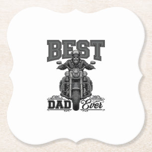 Dessous-de-verre En Papier Meilleur Papa de Tous les Temps T-Shirt Biker Vint