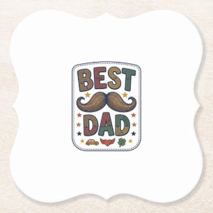 Dessous-de-verre En Papier Meilleur Papa Moustache Vintage Vecteur Conception