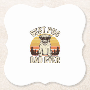 Dessous-de-verre En Papier Meilleur papa Pug de tous les temps Design de T-Sh