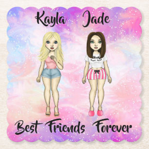 Dessous-de-verre En Papier Meilleurs amis Forever Blonde et Brunette Custom