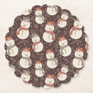 Dessous-de-verre En Papier Mellow Snowmen - Noël motif amaro rouge.