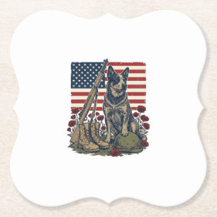 Dessous-de-verre En Papier Mémorial patriotique Blue Heeler Gravure vintage S