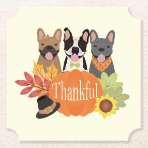 Dessous-de-verre En Papier Merci Bulldogs français Thanksgiving