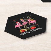 Dessous-de-verre En Papier Merry Christmas Three Flamingo With Santa Hat (Incliné)