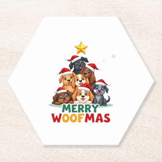 Dessous-de-verre En Papier Merry Woofmas - Merry Christmas For Dog Lovers (4) (Devant)