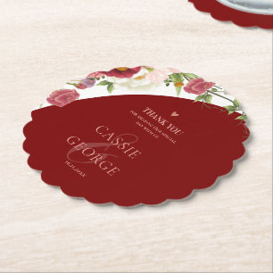 Dessous-de-verre En Papier Message de remerciement de mariage floral romantiq