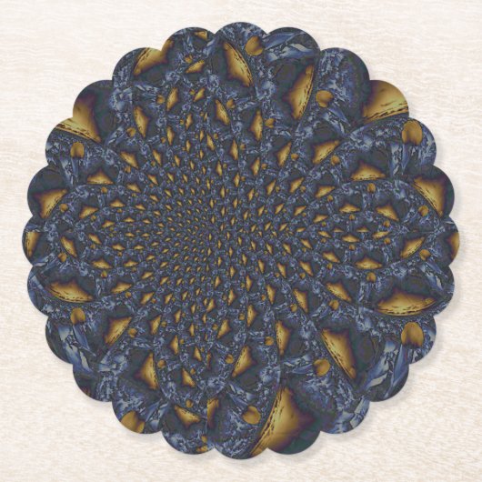 Dessous-de-verre En Papier Métal Moulé or et argent bleu (Devant)