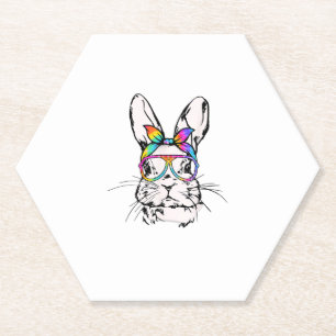 Dessous-de-verre En Papier Mets Bunny Messy Bun Tie Dye Bandana Rabbit Easte