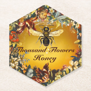 DESSOUS-DE-VERRE EN PAPIER MIEL DE FLEURS DE PRINTEMPS ABEILLE / APICULTEUR A