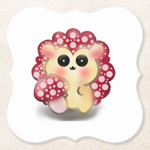 Dessous-de-verre En Papier Mignon art de hérisson champignon rouge Kawaii