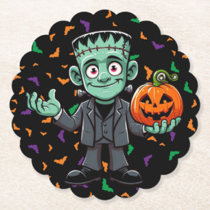 Dessous-de-verre En Papier Mignon, monstre du dessin animé Frankenstein