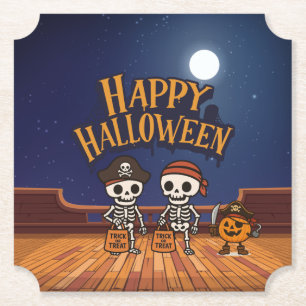 Dessous-de-verre En Papier mignon, squelettes et citrouille Halloween
