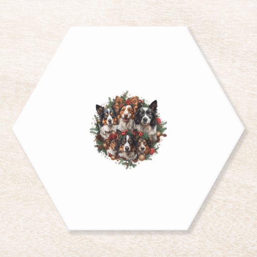 Dessous-de-verre En Papier Mignonne Chihuahua À Santa Hat Drôle Noël Noël Noë (Devant)