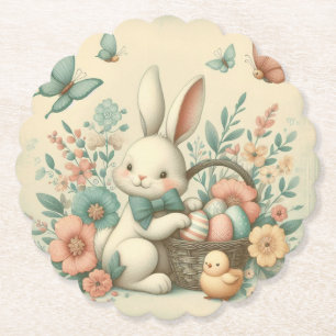 Dessous-de-verre En Papier Mignonne, Vintage lapin de Pâques & poussin