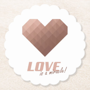 Dessous-de-verre En Papier Miracle love quote, coeur romantique et chic rose