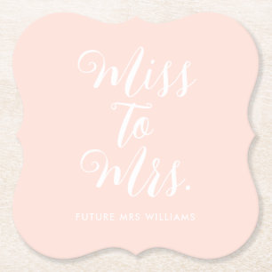 Dessous-de-verre En Papier Miss à Mme Simple Moderne Rose Fête de Mariage