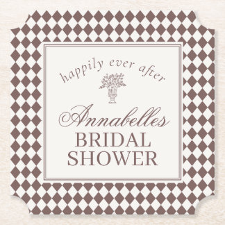 Dessous-de-verre En Papier Mocha Brown Harlequin Checkered Bridal Shower