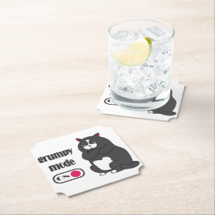 Dessous-de-verre En Papier mode grincheux sur chat gras drôle