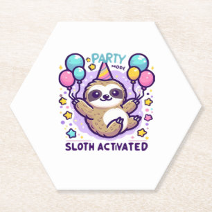 Dessous-de-verre En Papier Mode Partie Sloth Activé Anniversaire Balloon Slot
