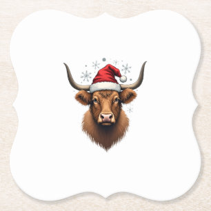 Dessous-de-verre En Papier Modèle de Noël de vache Highland vintage avec le P