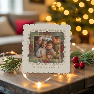 Dessous-de-verre En Papier Modèle de photo à carreaux de Noël classique ID114